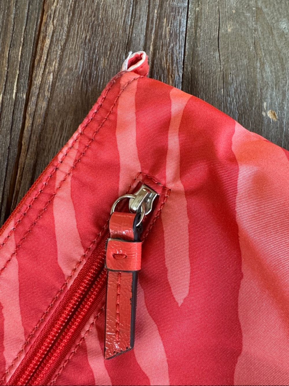 Coach hot orange zebra print nylon clutch, makeup bag, tote organizer - Picture 6 of 12